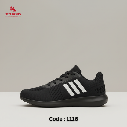 BNB-1116 Shadow Grip Export-Grade Sneaker All Black — Front View | Ben Nevis Bangladesh