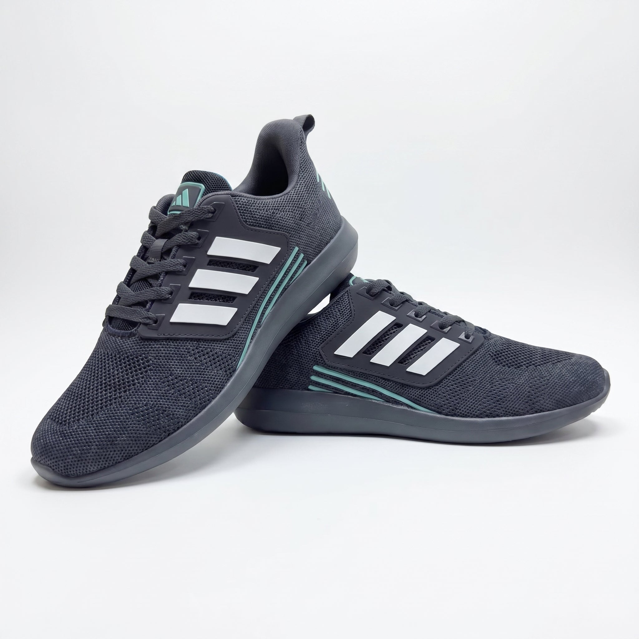 BNB-1115 Pair View — Breathable Knit Mesh Upper Charcoal Teal Sneaker
